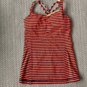 Lululemon orange and navy stripe tank